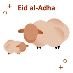 illustration vector graphic of adult sheep and small sheep, Perfect for use by graphic designers in design and for the celebration of Eid al-Adha Islamic Day