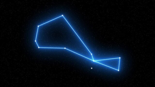 Piscis Austrinus - Animated zodiac constellation and horoscope symbol with  starfield space background