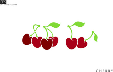 Fresh cherries with leaves. Isolated berries on white background