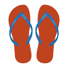Beach slippers, top view. Vector illustration on a white background.