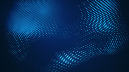 Dot blue wave light screen gradient texture background. Abstract  technology big data digital background. 3d rendering.