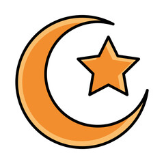 moon star eid mubarak islamic religious celebration line and fill icon