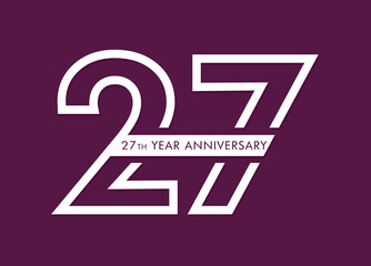 27 years anniversary image vector, 27th anniversary celebration logotype 