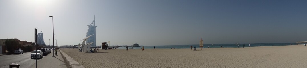 Panorama wiev on the  dubai coast  and Burdż al arab
