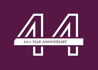 44 years anniversary image vector, 44th anniversary celebration logotype 