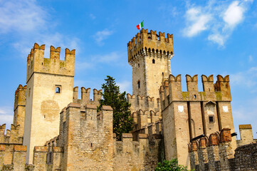 It's Castello Scaligero di Sirmione (Sirmione Castle), built in XIV century, Lake Garda, Sirmione, Italy