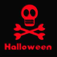 Halloween inscription with a skull. They are suitable for fabric, packaging, decor, postcards, background.