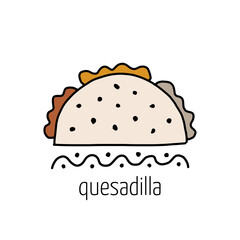 Quesadilla, outline simple style. fast food design icon for print, web or mobile app