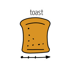 Toast bread, outline simple style. fast food design icon for print, web or mobile app