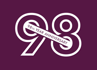 98 years anniversary image vector, 98th anniversary celebration logotype 
