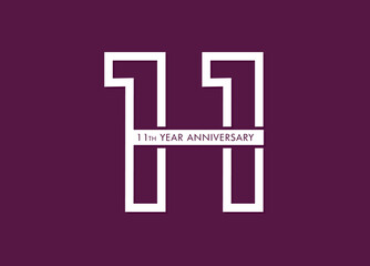 Obraz premium 11 years anniversary image vector, 11th-anniversary celebration logotype 