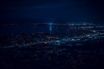 Blue night over Rotorua city and lake Rotorua