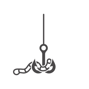 Fishing icon in flat style.Vector illustration.