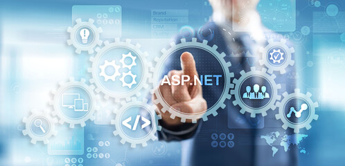 ASP.NET Development programming language concept on virtual screen.