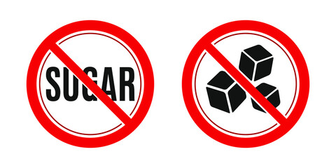 No sugar sign. Red prohibition signs vector image
