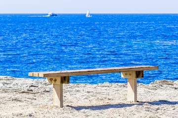 Foto op Canvas bench on the beach, le Gaou, Six-Fours-les-Plages, France  © Unclesam