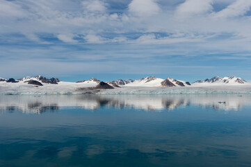 Lilliehook glacier in Lilliehook fjord a branch of Cross Fjord, Spitsbergen Island, Svalbard archipelago, Norway