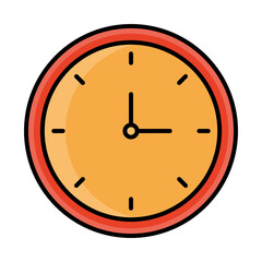 round clock time line and fill style icon