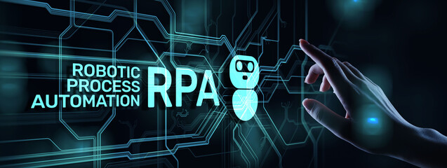 RPA Robotic process automation innovation technology concept on virtual screen.