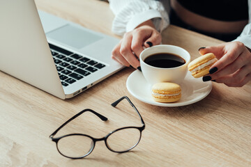 Portrait of Young Adult Girl Working From Home, Freelance and Remote Work Concept