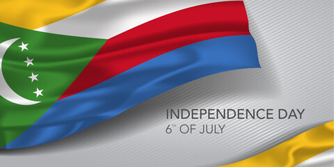 Comoros happy independence day greeting card, banner with template text vector illustration