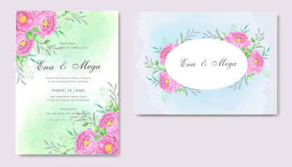 Fototapeta na wymiar Elegant watercolor wedding invitation card template