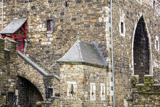 Aachen, Germany, Ponttor, medieval city gate, detail