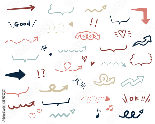 手書きの矢印のイラストのセット シンプル かわいい おしゃれ Wall Mural Yugoro
