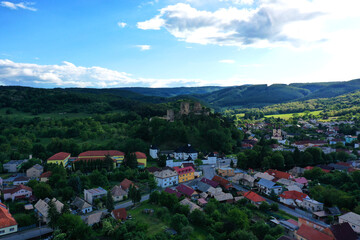 Obraz premium Aerial view of Divin village in Slovakia