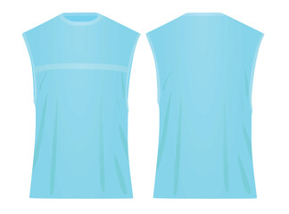 Men blue sleeveless t shirt. vector illustration