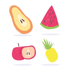 papaya apple watermelon and pineapple fruits fresh nutrition diet organic food