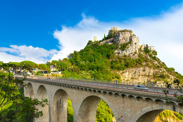 View of Eze, a small medieval village in Provence, France. Eze is listed under the most beautiful...