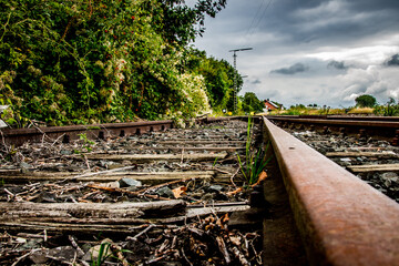 rusted old abandonded railroad tracks