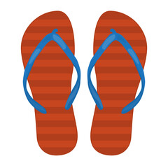 Beach slippers, top view. Vector illustration on a white background.