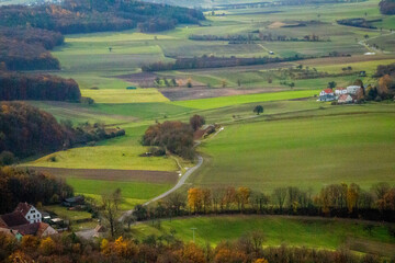 Naklejka premium German farmland and grape orchards in the fall