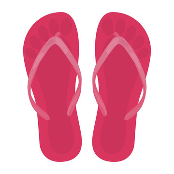 Beach slippers, top view. Vector illustration on a white background.