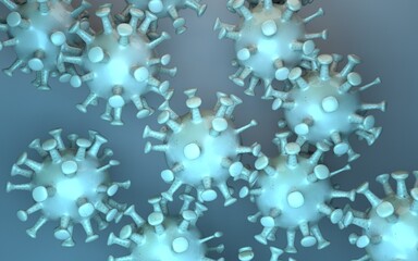 Obraz premium 3D rendering coronavirus COVID-2019 . Deadly type of virus 2019-nCoV. 3D models of coronavirus bacteria.