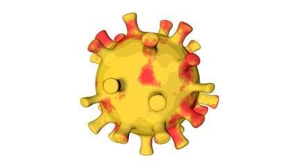 3D render coronavirus COVID-2019 on a white background. Deadly type of virus 2019-nCoV. 3D models of coronavirus bacteria.
