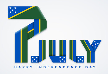 July 7, Independence Day of Solomon Islands congratulatory design with flag of Solomon Islands elements. Vector illustration.