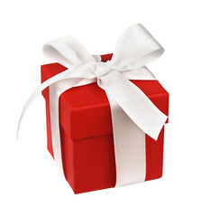 Red gift box with ribbon bow