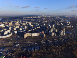 Obraz premium Aerial view of the saburb landscape (drone image). Near Kiev