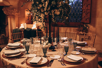 Wedding decoration of the ceremony in an old castle