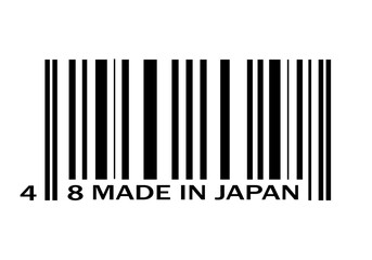 Barcode icon marked Made in Japan. Black symbol shopping concept. Vector illustration EPS10.