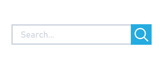 Search button, UI element. Vector template for browsers with search bar and text field. Modern menu for sites and apps.