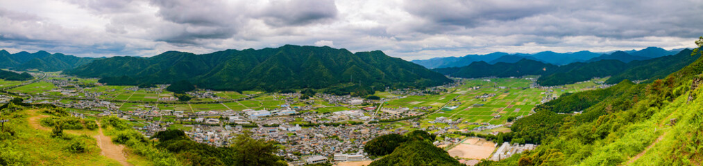 Fototapeta na wymiar Hyogo prefecture・A long time ago, there was a castle on the summit of the Samurai era, and the castle owner sees over rice growing in the west territory from the castle .
