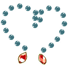 Fancy vivid green diamond gems necklace isolated on white background.