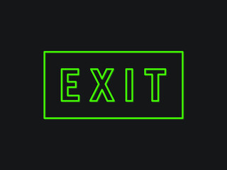 exit sign vector. green color. line sign