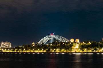 Sydney Harbour Bridge view at night from Balmain.
