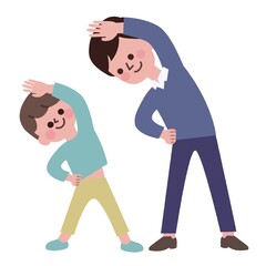 体操をする親子