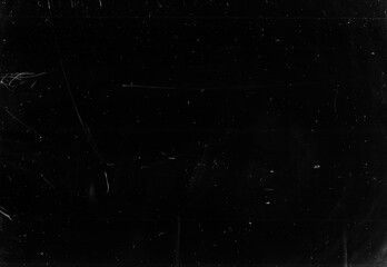 Dust scratches overlay. Old film texture. Black aged screen with white dirt effect for photo editor. - obrazy, fototapety, plakaty
